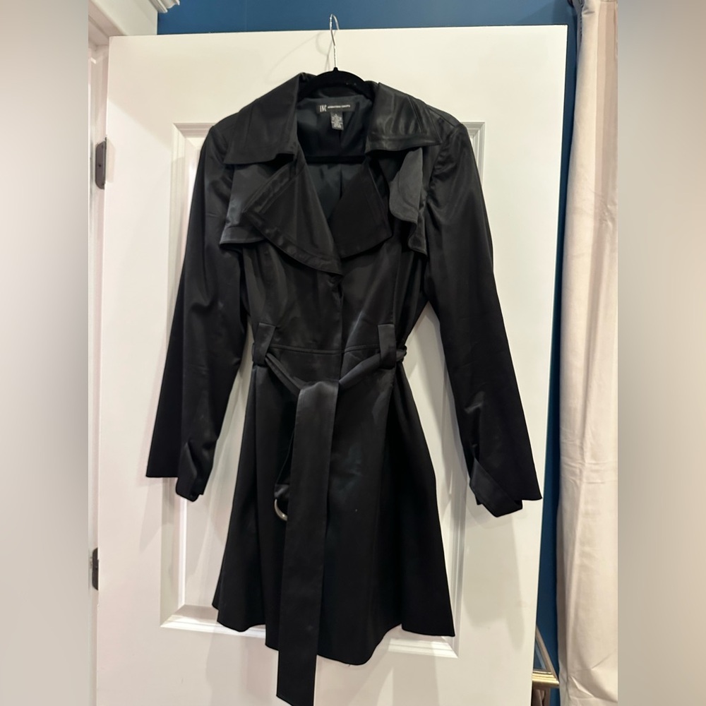 INC International Concepts Macys Satiny Dressy Trenchcoat Evening Jacket Coat